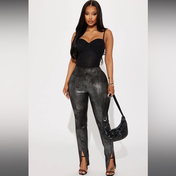Fashion Nova Pants - Faux suede slit leggings